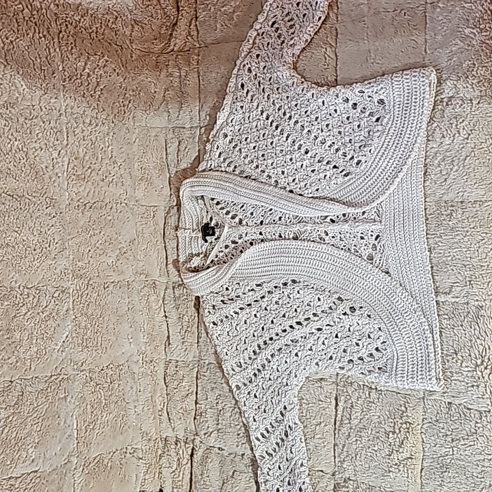 Dana Buchman White Crochet Bolero Style Cover Up